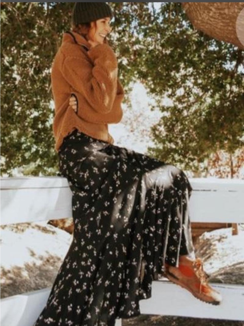 Free People Ruby's Forever Maxi Skirt Black Floral Size 4